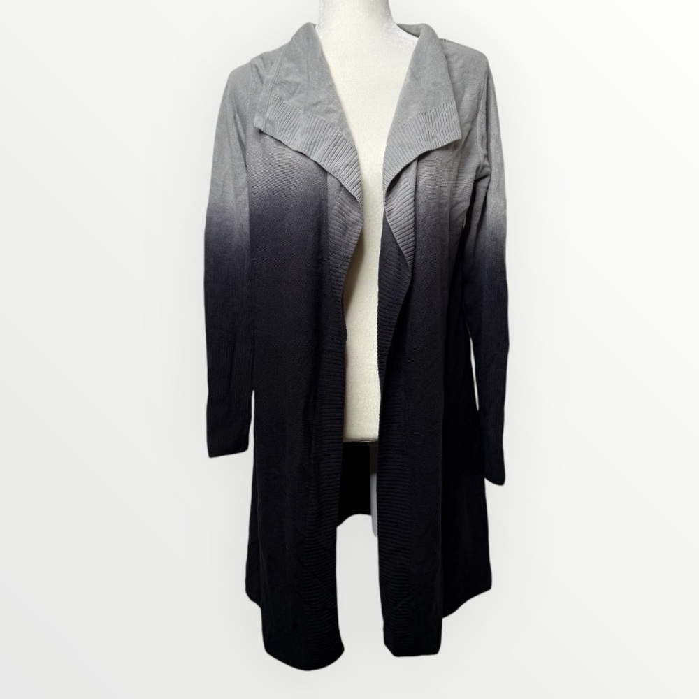 Adam Levine Open Front Cardigan Sweater Ombré Black Gray Women’s Size XS Soft